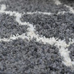 Grey Moroccan Trellis Shaggy Rug -Kukoon Rugs Store florence denali grey 9457 5B1 5D
