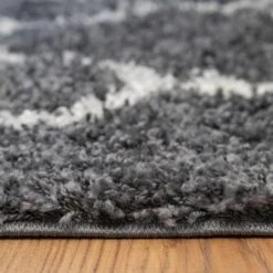 Grey Moroccan Trellis Shaggy Rug -Kukoon Rugs Store florence denali grey 9457 5B2 5D