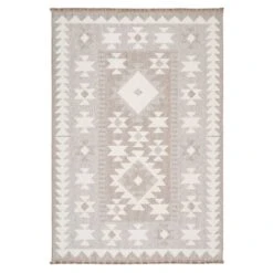 Grey Scandi Tribal Motif Rug - Bea