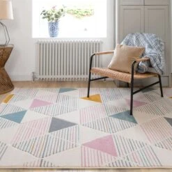 Pastel Pentagon Living Room Rug -Kukoon Rugs Store harry multi 9575 3