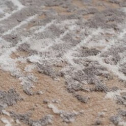 Distressed Beige Art Deco Runner Rug -Kukoon Rugs Store hatton busby beige overhead RR copy for web 5B4 5D