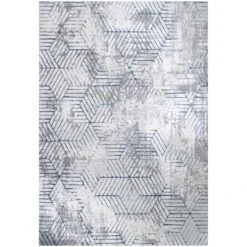 Modern Blue Abstract Geometric Living Room Rugs - Busby