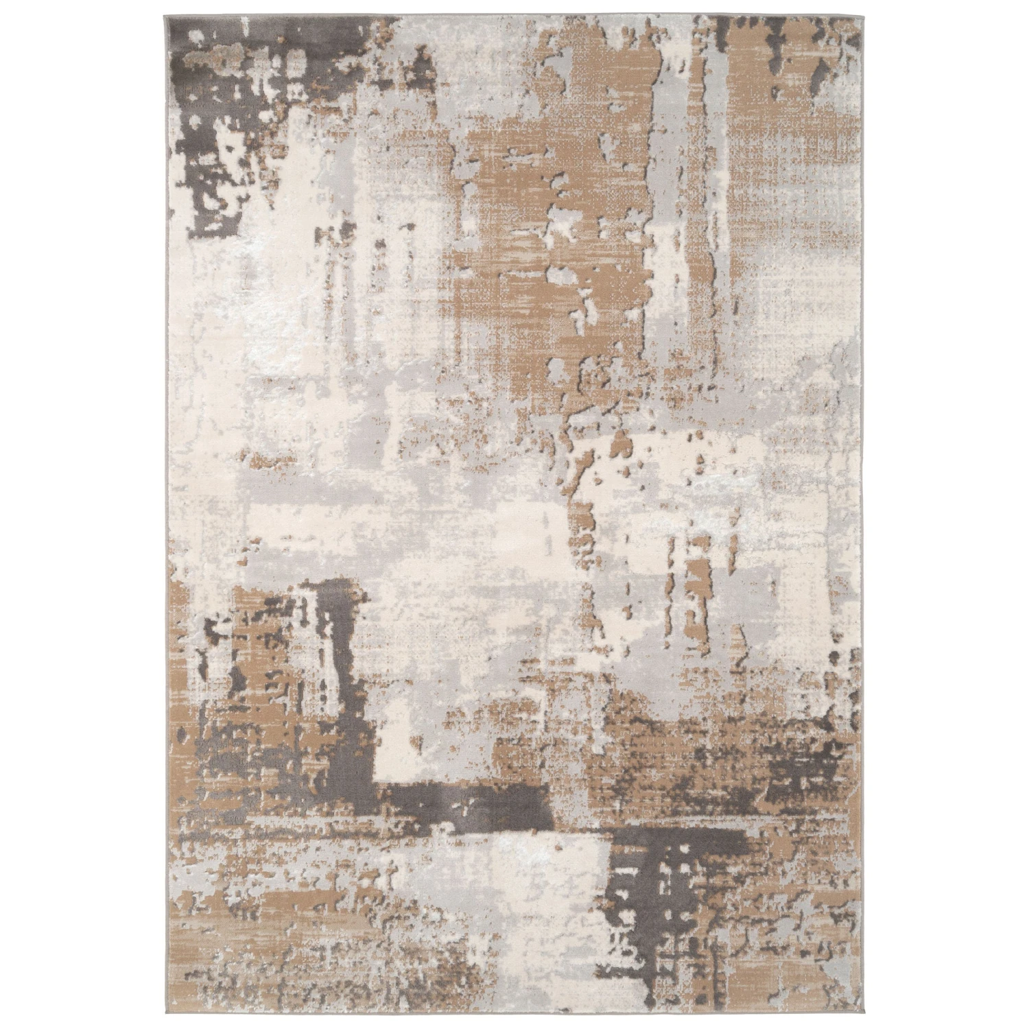 Distressed Abstract Beige Area Rug - Grace 3 Distressed Abstract Beige Area Rug - Grace