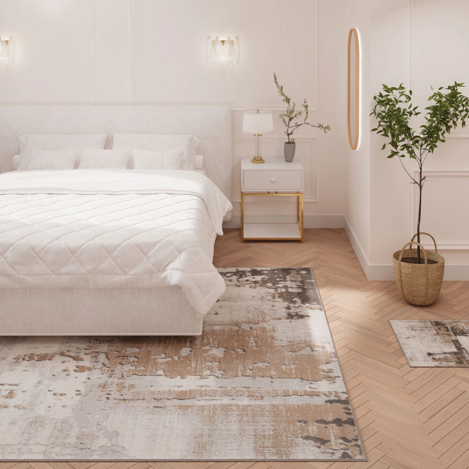 Distressed Abstract Beige Area Rug - Grace 10 Distressed Abstract Beige Area Rug - Grace - Image 8