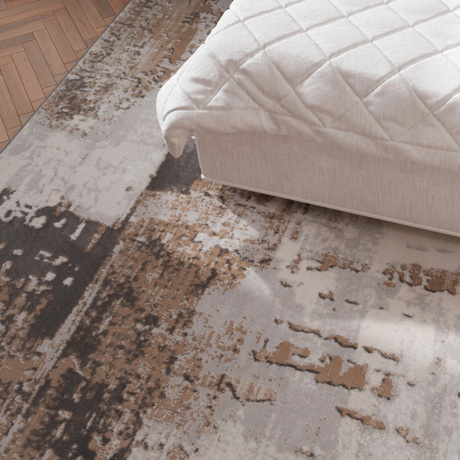 Distressed Abstract Beige Area Rug - Grace 9 Distressed Abstract Beige Area Rug - Grace - Image 7