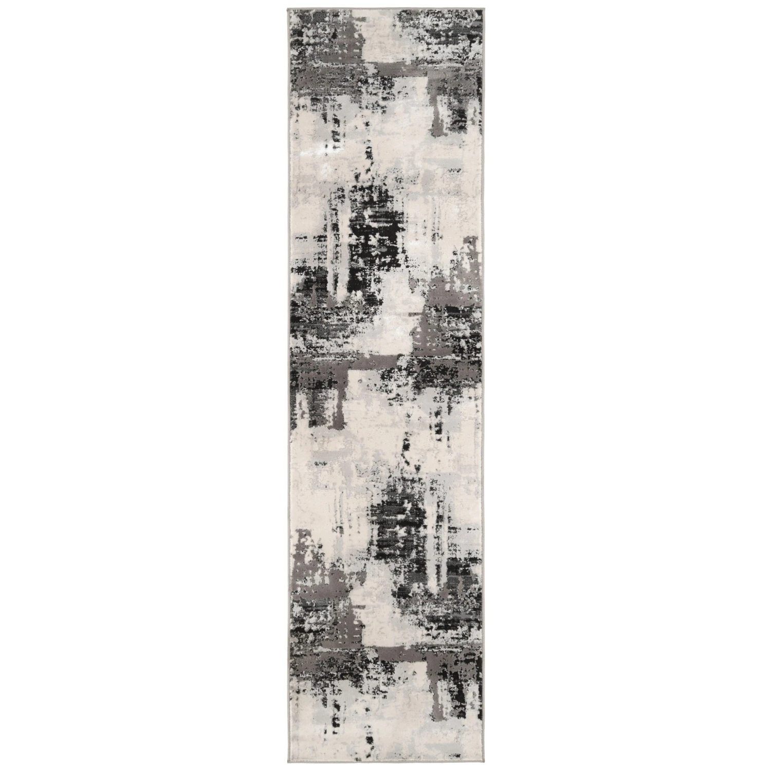 Distressed Abstract Grey Black Runner Rug 3 Distressed Abstract Grey Black Runner Rug
