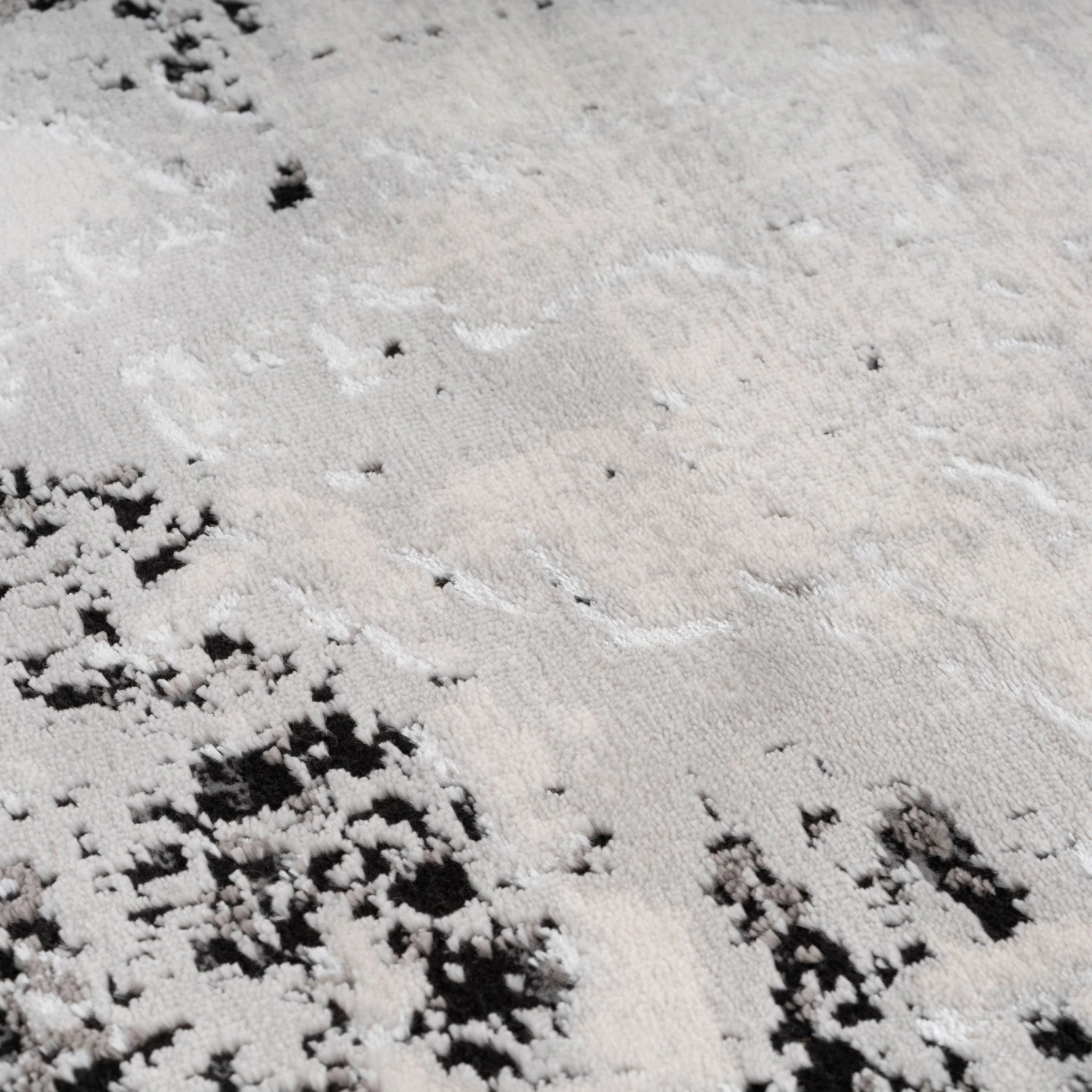 Distressed Abstract Grey Black Runner Rug 6 Distressed Abstract Grey Black Runner Rug - Image 4