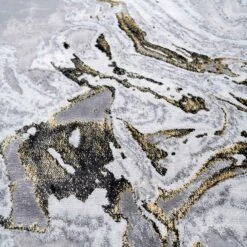 Gold Abstract Swirl Pattern Living Room Rugs - Marble -Kukoon Rugs Store hatton marble gold 12