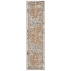 Traditional Distressed Beige Runner Rug