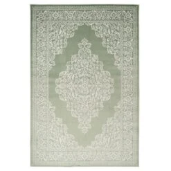 Green Ornate Medallion Rug - Jamila