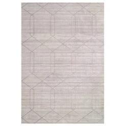 Luxury Textured Grey Geometric Rug