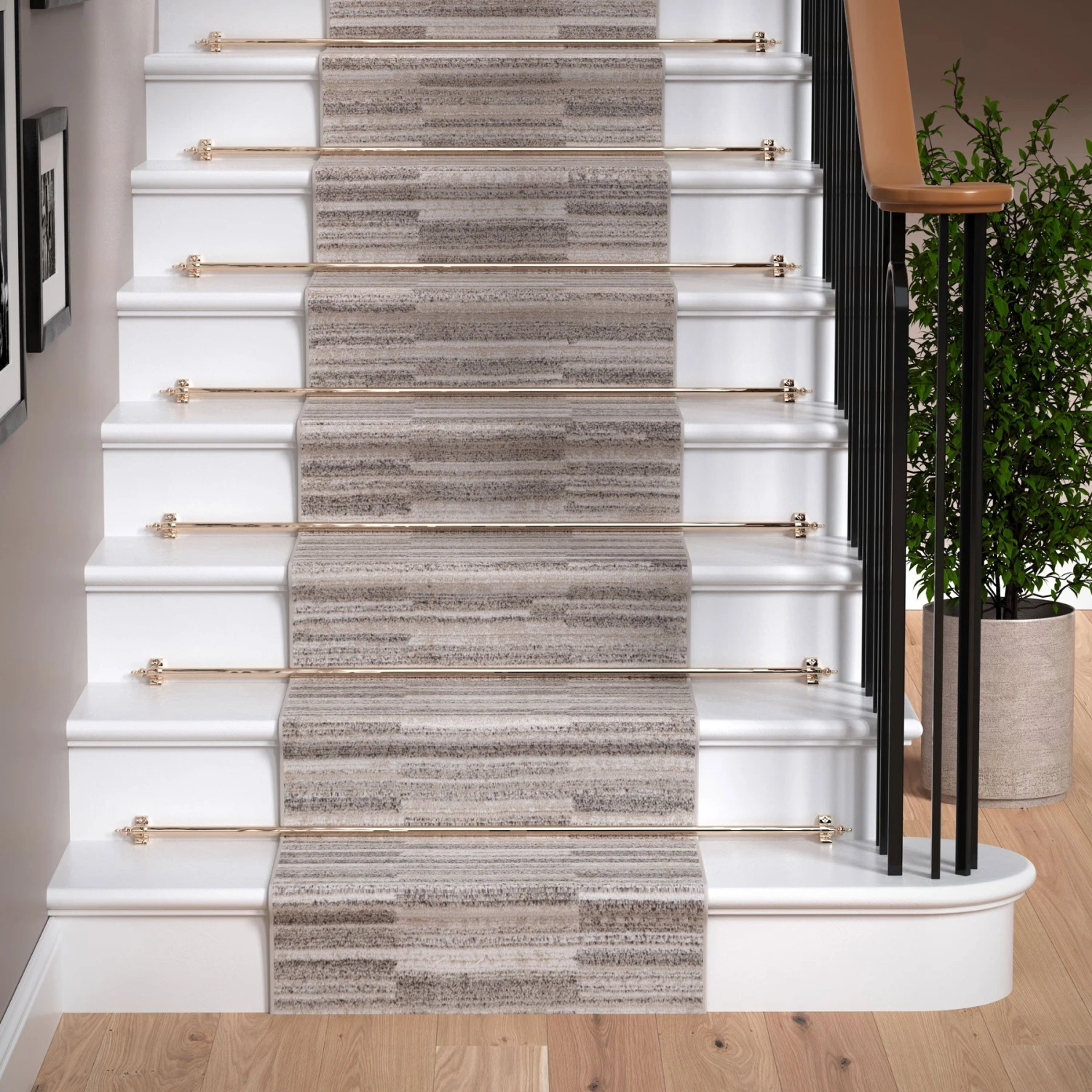 Neutral Beige Linear Stair Carpet 3 Neutral Beige Linear Stair Carpet