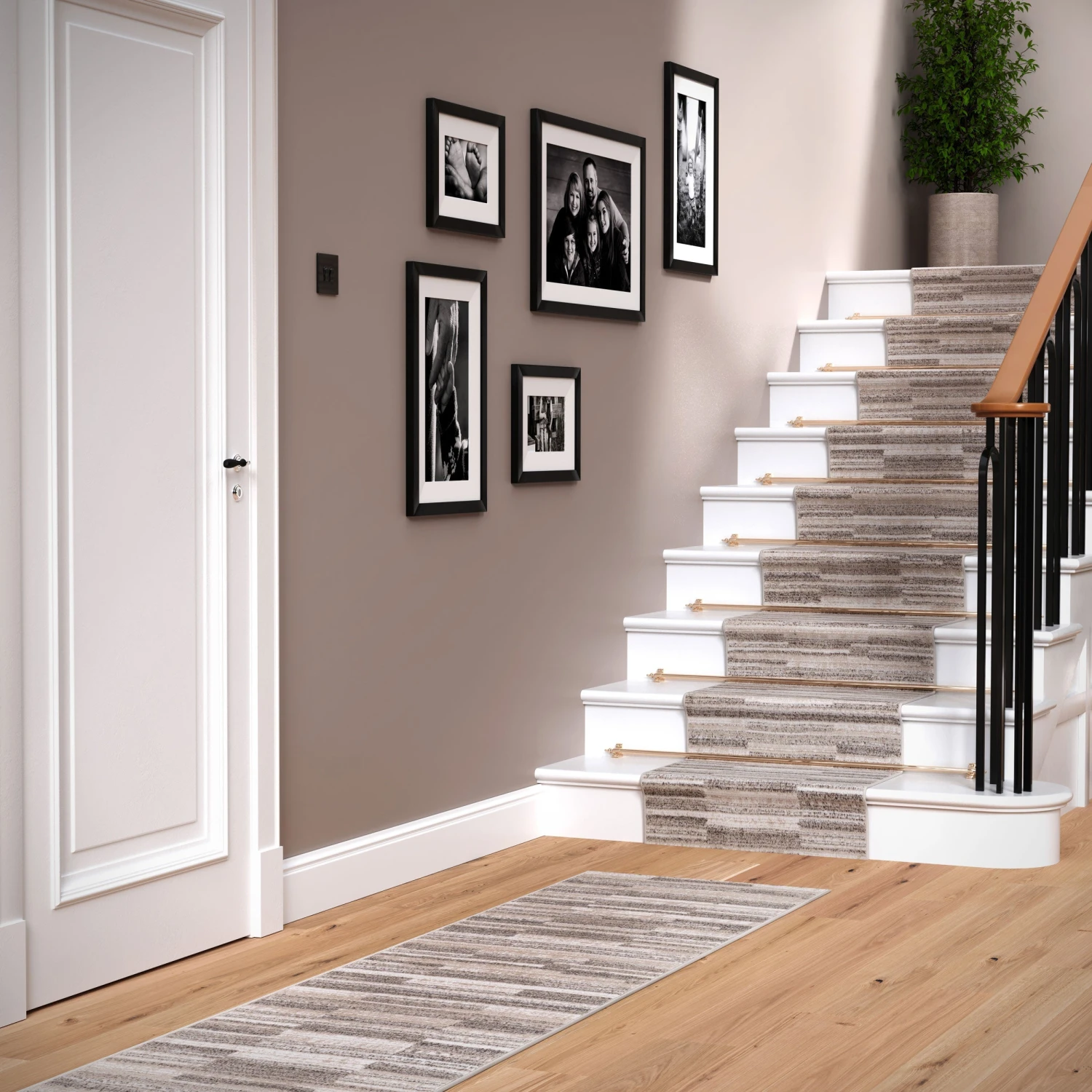 Neutral Beige Linear Stair Carpet 9 Neutral Beige Linear Stair Carpet - Image 7