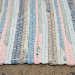 Pastel Striped Sustainable Recycled Cotton Rug -Kukoon Rugs Store indra RR 901 75x135 00472