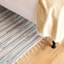 Pastel Striped Sustainable Recycled Cotton Rug -Kukoon Rugs Store indra RR901 75x135 01040