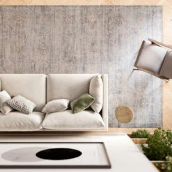 Vintage Blue Terra Floral Rug - Atticus 23 Vintage Blue Terra Floral Rug - Atticus -Kukoon Rugs Store ishani atticus beige overhead for web