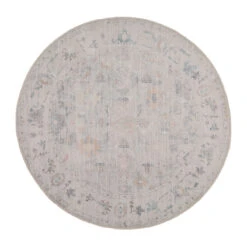 Vintage Multicolour Round Floral Rug - Audrey
