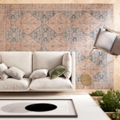 Vintage Blue Diamond Rug - Genevieve -Kukoon Rugs Store ishani genevieve overhead for web