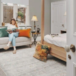 Vintage Blue Terra Floral Rug - Atticus 19 Vintage Blue Terra Floral Rug - Atticus -Kukoon Rugs Store ishani atticus Room web 11