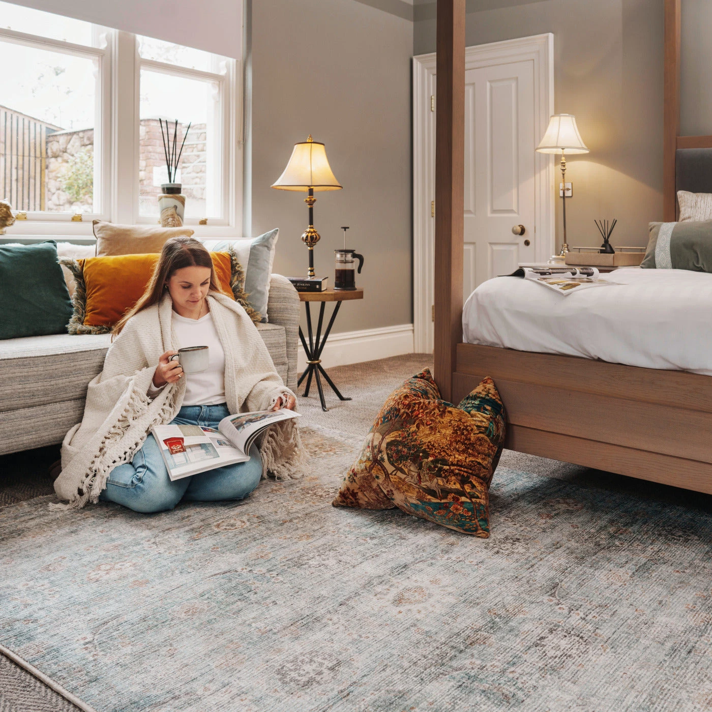 Vintage Blue Terra Floral Rug - Atticus 7 Vintage Blue Terra Floral Rug - Atticus - Image 5