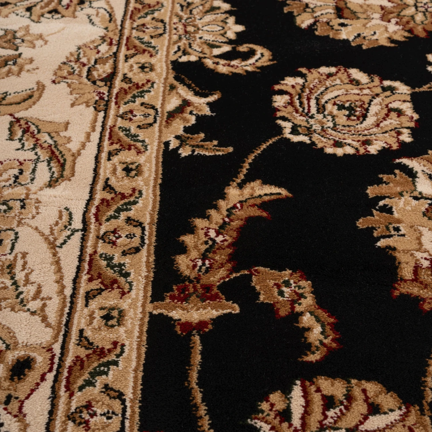 Traditional Black Floral Runner Rug - Malaki 6 Traditional Black Floral Runner Rug - Malaki - Image 4