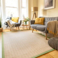 Green Cotton Border Natural Jute Area Rug -Kukoon Rugs Store julette new green border 03975 copy