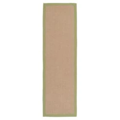 Green Cotton Border Natural Jute Area Rug -Kukoon Rugs Store jute cotton border RR new green 04620 overhead
