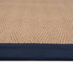 Navy Border Jute Runner Rug - Juliette Navy -Kukoon Rugs Store jute cotton border navy 01861