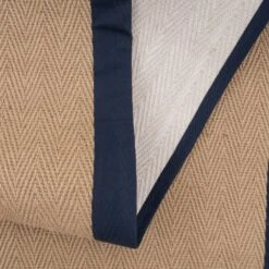 Navy Border Jute Rug - Juliette Navy -Kukoon Rugs Store jute cotton border navy 01876