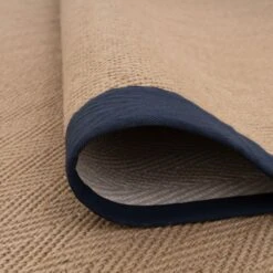 Navy Border Jute Rug - Juliette Navy -Kukoon Rugs Store jute cotton border navy 01879