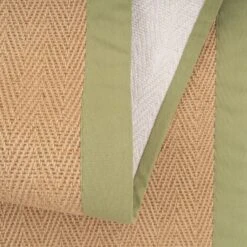 Green Cotton Border Natural Jute Area Rug -Kukoon Rugs Store jute cotton border new green 01937