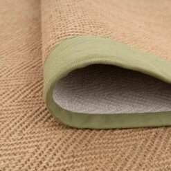 Green Cotton Border Natural Jute Area Rug -Kukoon Rugs Store jute cotton border new green 01940