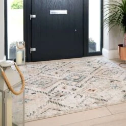 Soft Natural Blue Aztec Area Rug - Kemp -Kukoon Rugs Store kemp blue 3123