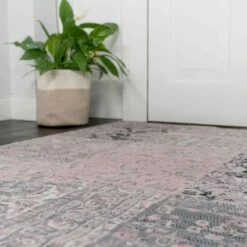 Pink Grey Traditional Patchwork Living Room Rug -Kukoon Rugs Store kukoon 1572 gb33 4632jpg 5B1 5D