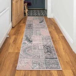 Pink Grey Traditional Patchwork Living Room Rug -Kukoon Rugs Store kukoon 1572 gb33 4632jpg 5B2 5D