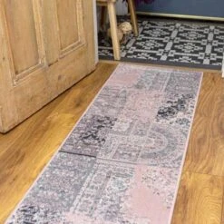 Pink Grey Traditional Patchwork Living Room Rug -Kukoon Rugs Store kukoon 1572 gb33 4632jpg 5B3 5D