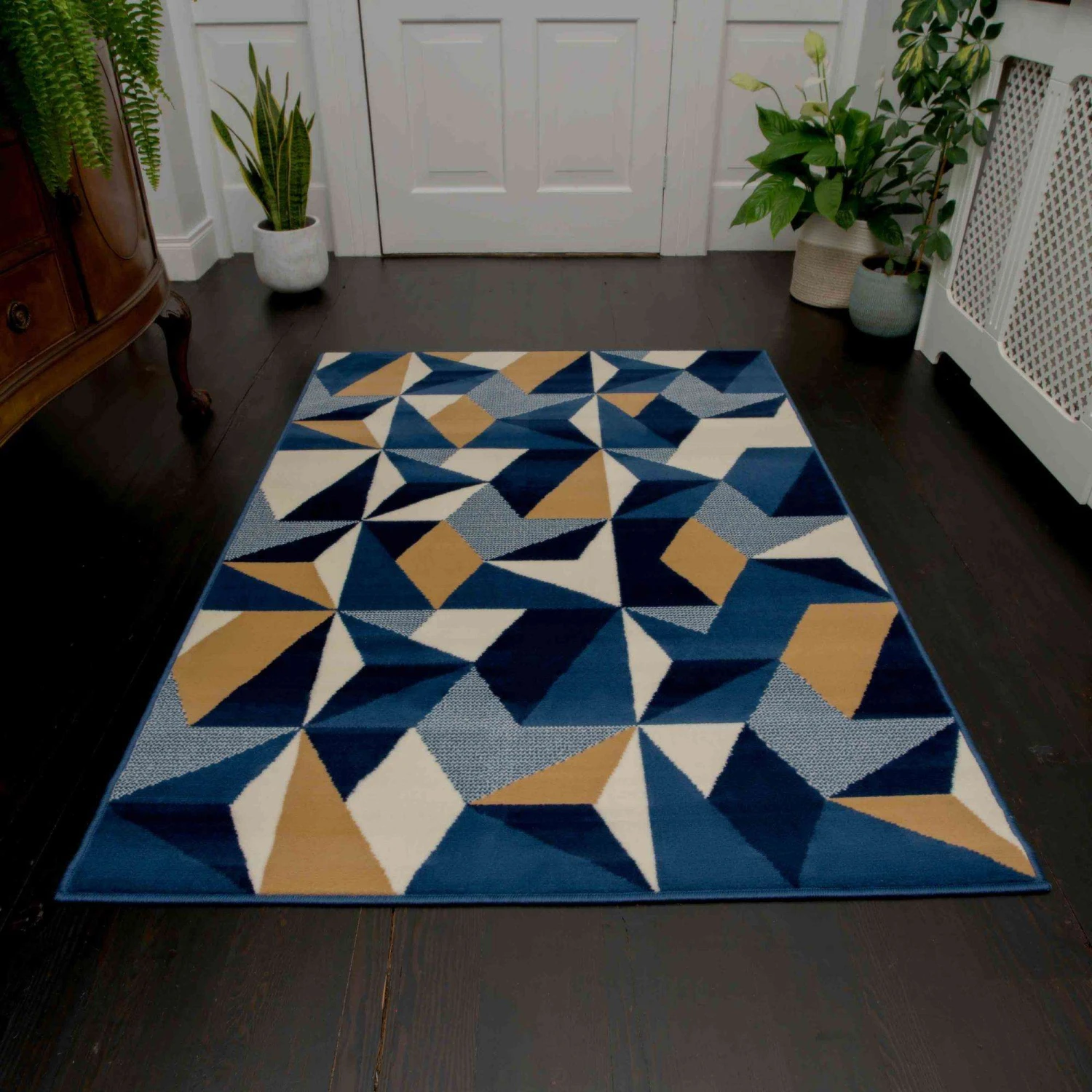 Blue Grey Modern Geometric Living Room Rugs 4 Blue Grey Modern Geometric Living Room Rugs - Image 2