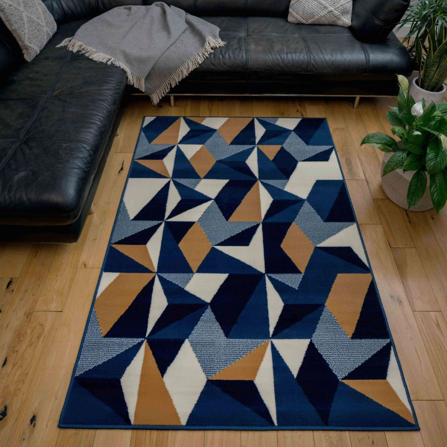 Blue Grey Modern Geometric Living Room Rugs 7 Blue Grey Modern Geometric Living Room Rugs - Image 5