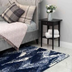 Blue Navy Chevron Mottled Shaggy Living Room Rug -Kukoon Rugs Store kukoon murano arrow blue 6309 5B1 5D