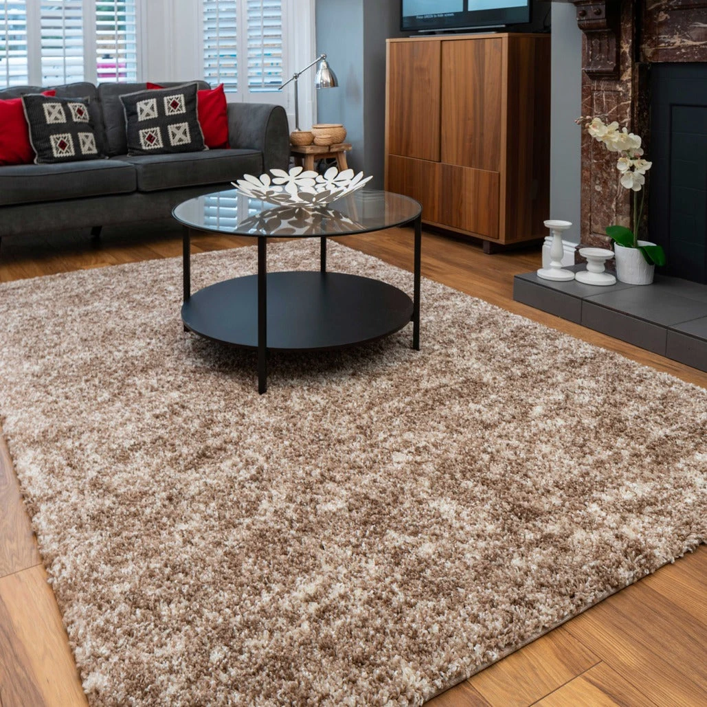 Beige Stripe Shaggy Rug Living Room 4 Beige Stripe Shaggy Rug Living Room - Image 2