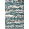 Blue Grey Cloud Mottled Shaggy Living Room Rug