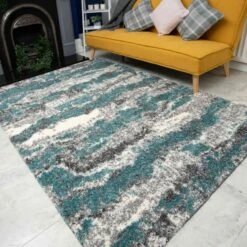 Blue Grey Cloud Mottled Shaggy Living Room Rug 11 Blue Grey Cloud Mottled Shaggy Living Room Rug -Kukoon Rugs Store kukoon murano cloud blue 6062