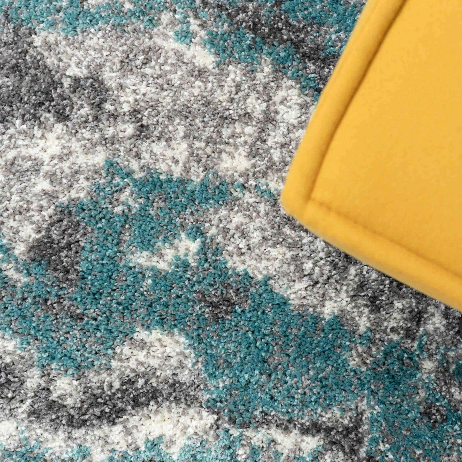 Blue Grey Cloud Mottled Shaggy Living Room Rug 7 Blue Grey Cloud Mottled Shaggy Living Room Rug - Image 5