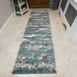 Blue Grey Cloud Mottled Shaggy Living Room Rug 15 Blue Grey Cloud Mottled Shaggy Living Room Rug -Kukoon Rugs Store kukoon murano cloud blue 6062 5B3 5D