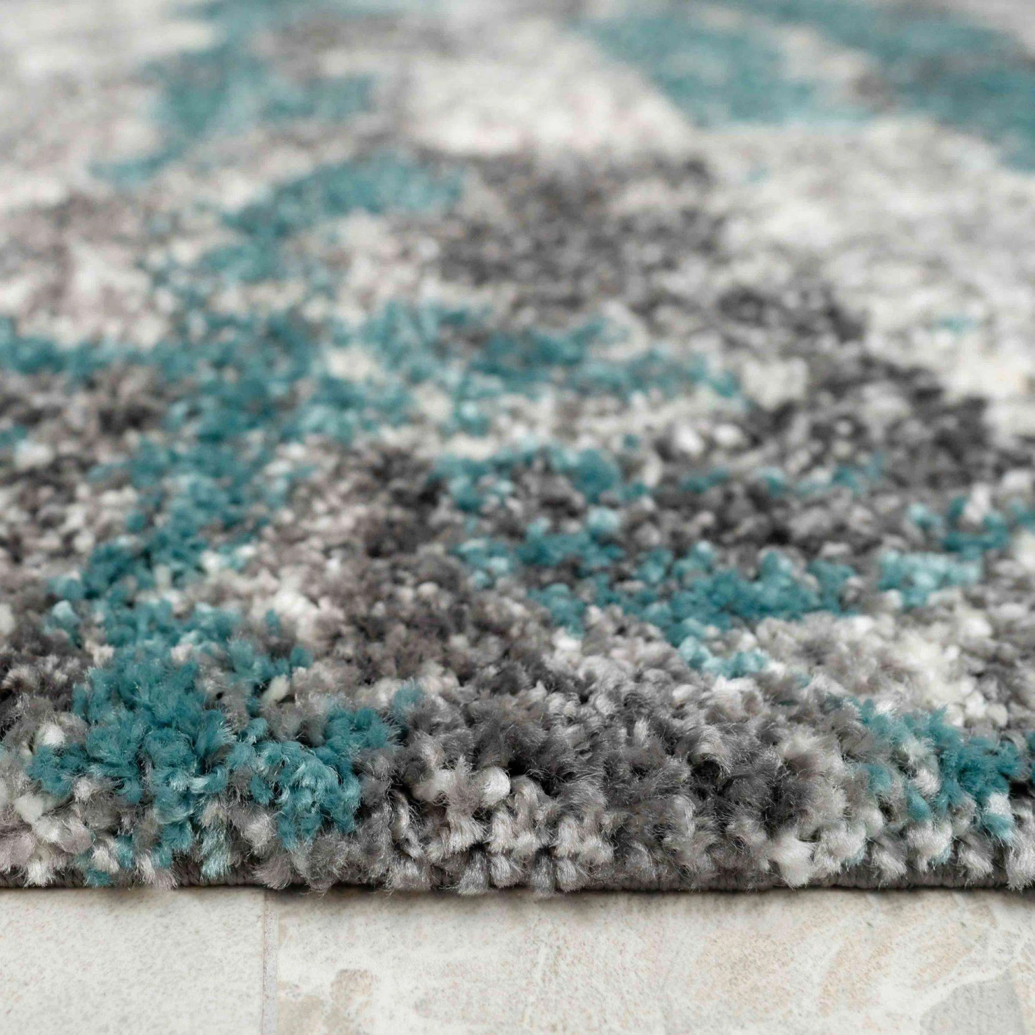 Blue Grey Cloud Mottled Shaggy Living Room Rug 10 Blue Grey Cloud Mottled Shaggy Living Room Rug - Image 8