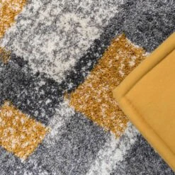 Retro Yellow Mottled Shaggy Living Room Rug 12 Retro Yellow Mottled Shaggy Living Room Rug -Kukoon Rugs Store kukoon murano cubic ochre 5B2 5D