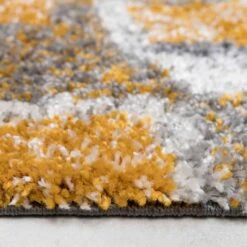 Retro Yellow Mottled Shaggy Living Room Rug 15 Retro Yellow Mottled Shaggy Living Room Rug -Kukoon Rugs Store kukoon murano cubic ochre 5B5 5D