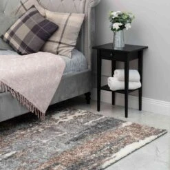 Brown Grey Distressed Mottled Shaggy Living Room Rug -Kukoon Rugs Store kukoon murano hush biege 6378 5B1 5D