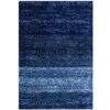 Navy Mottled Striped Shaggy Living Room Rug