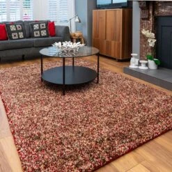 Red Mottled Shaggy Living Room Rug 9 Red Mottled Shaggy Living Room Rug -Kukoon Rugs Store kukoon red 3945